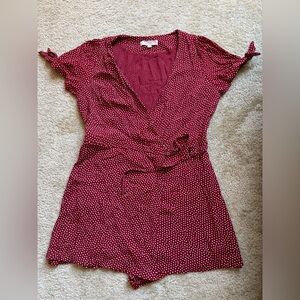 LOFT Red Polka Dot Romper